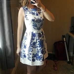 Small blue lace print dress
